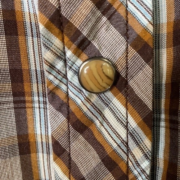 Prana Pearl Snap Plaid Checkered Short Sleeve Button Down Shirt Organic Cotton - Picture 4 of 15